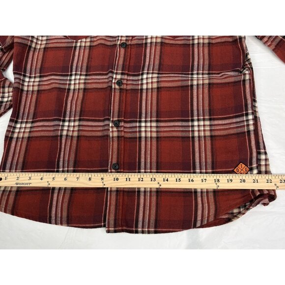 Off The Grid Destroyer Flannel Shirt Men’s XL Red Black Plaid Long Sleeve - Picture 12 of 15